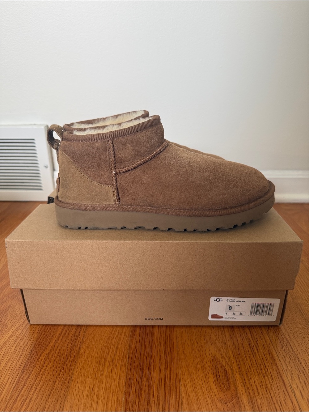 UGG Ultra Mini Chestnut Suede Shearling Slippers